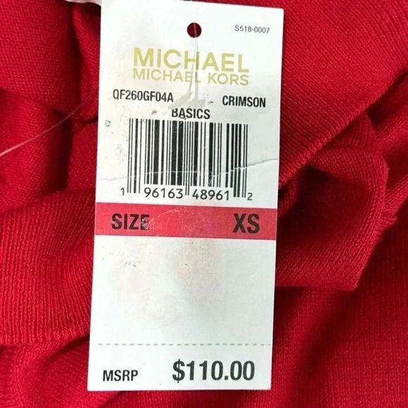 Michael Kors Women’s Red Mock Neck Studded Collar Sweater Size S - Picture 10 of 12